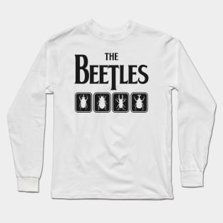 The Beetles: Punny Parody Classic Rock and Roll Silhouette Design Long Sleeve T-Shirt